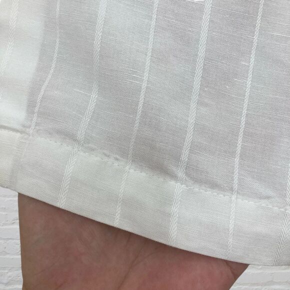 Perry Ellis Linen-Blend White Striped Shirt L - Picture 7 of 10